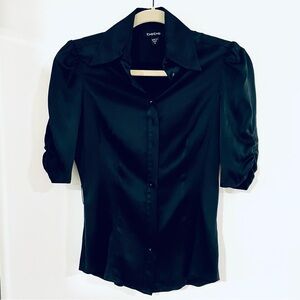 bebe Black Satin Top Size Small